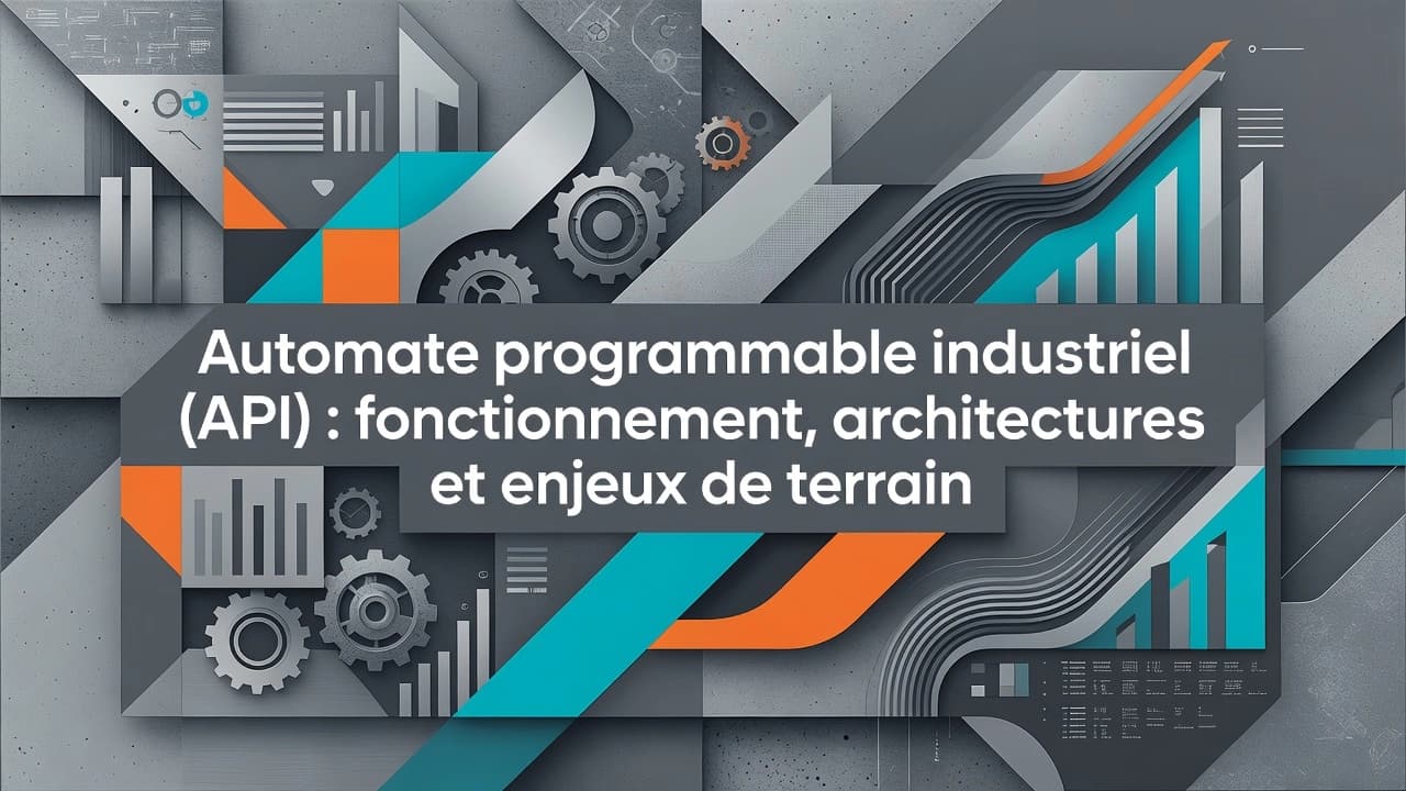 Professional header image for educational tutorial: Automate programmable industriel (API) : fonctionnement, ...